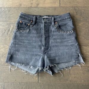 Levis black denim shorts w/ grommet details